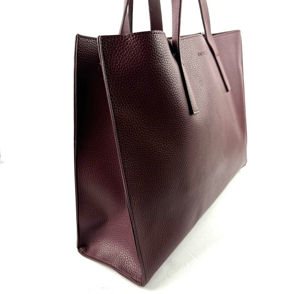Rachel Zoe Tote Bag Burgundy Faux Leather Double Handle Handbag New - Picture 4 of 15